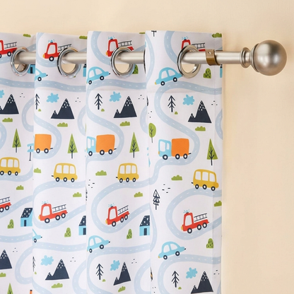 Tokyo Collection Digitalprint-Kids Curtain For Window/Door/Long Door - Design-Car (Pack Of 1)