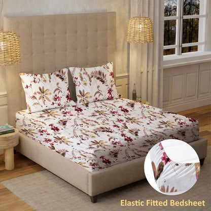 New York Collection Cotton Fitted Bedsheet- Maroon