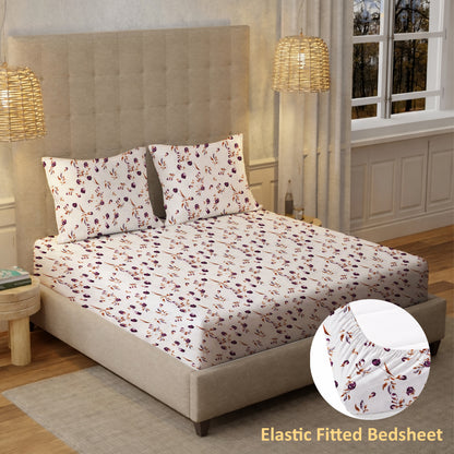 London Collection Cotton Fitted Bedsheet- Rosewood