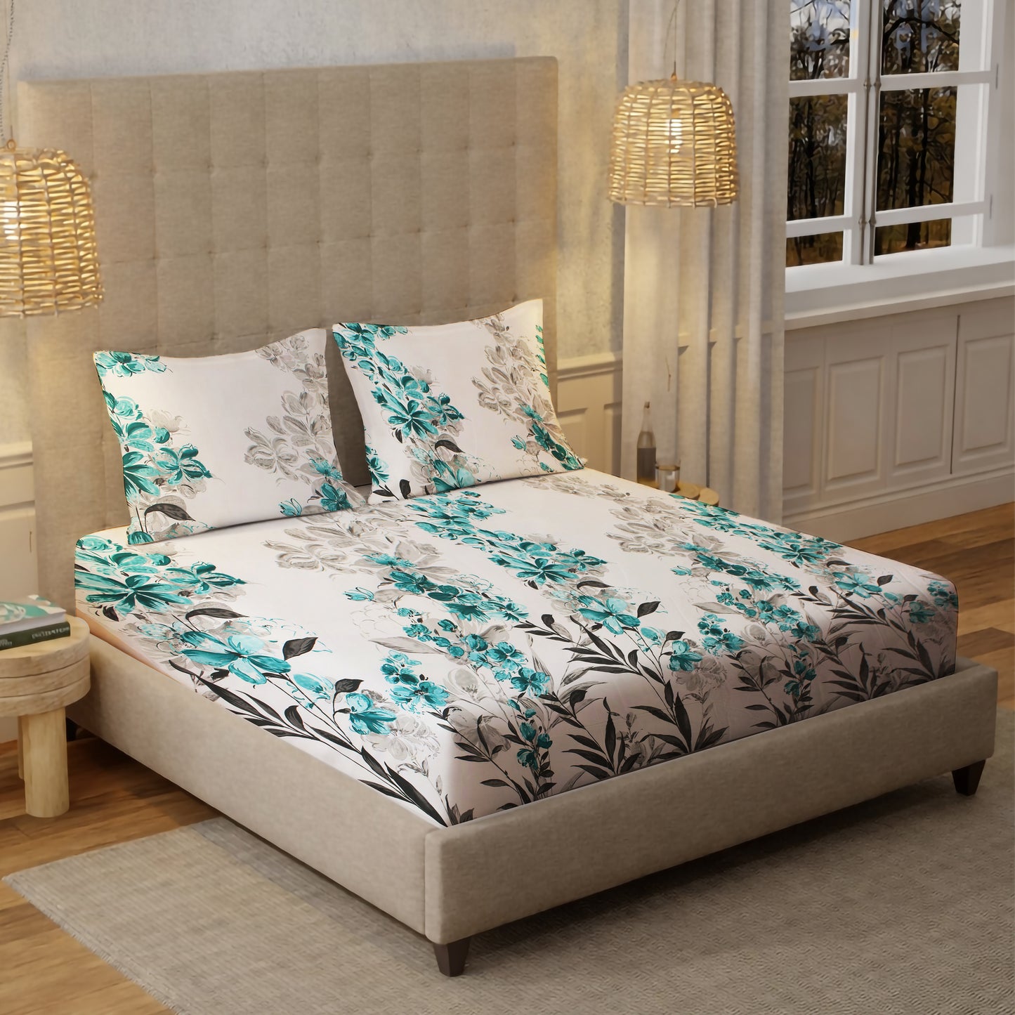 London Collection Cotton Flat Bedsheet- Aqua