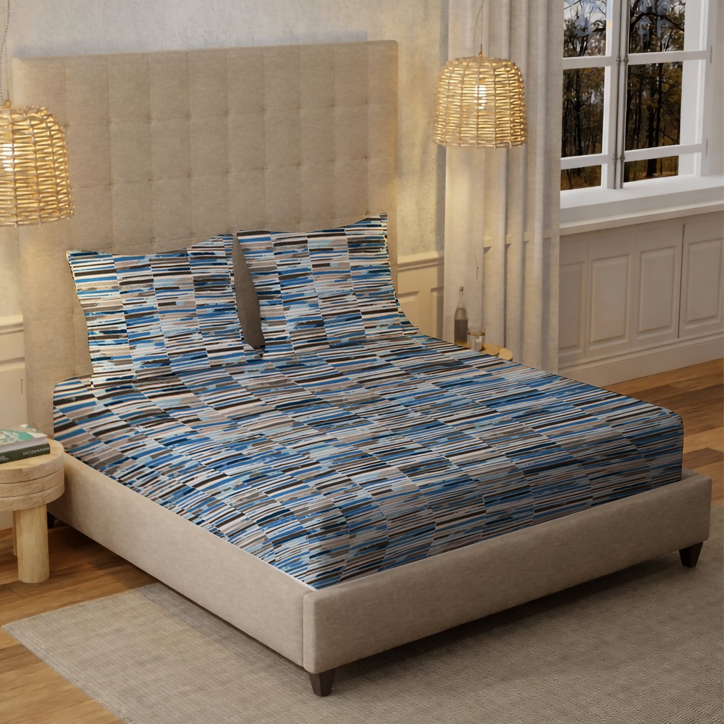 London Collection Cotton Flat Bedsheet- Blue