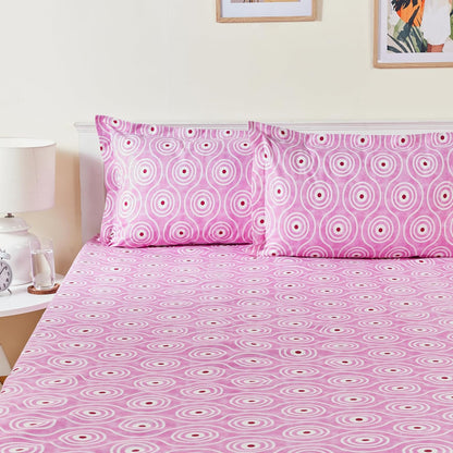 Queen Size Fitted Bedsheet 425 (140 TC) with 2 Pillow Covers, (198 cm X 152 cm X 18 cm)