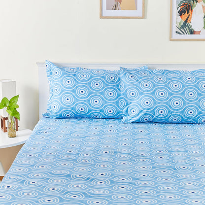 Queen Size Flat Bedsheet 425 (140 TC) with 2 Pillow Covers, (244 cm X 222 cm)