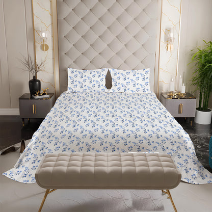 New York Collection Cotton Flat Bedsheet- Blue
