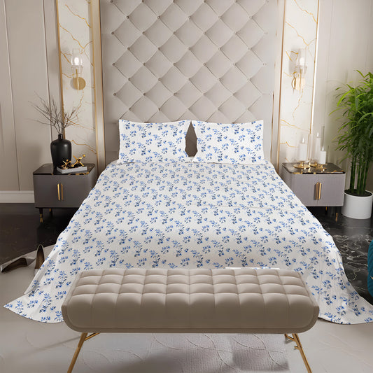 New York Collection Cotton Flat Bedsheet- Blue