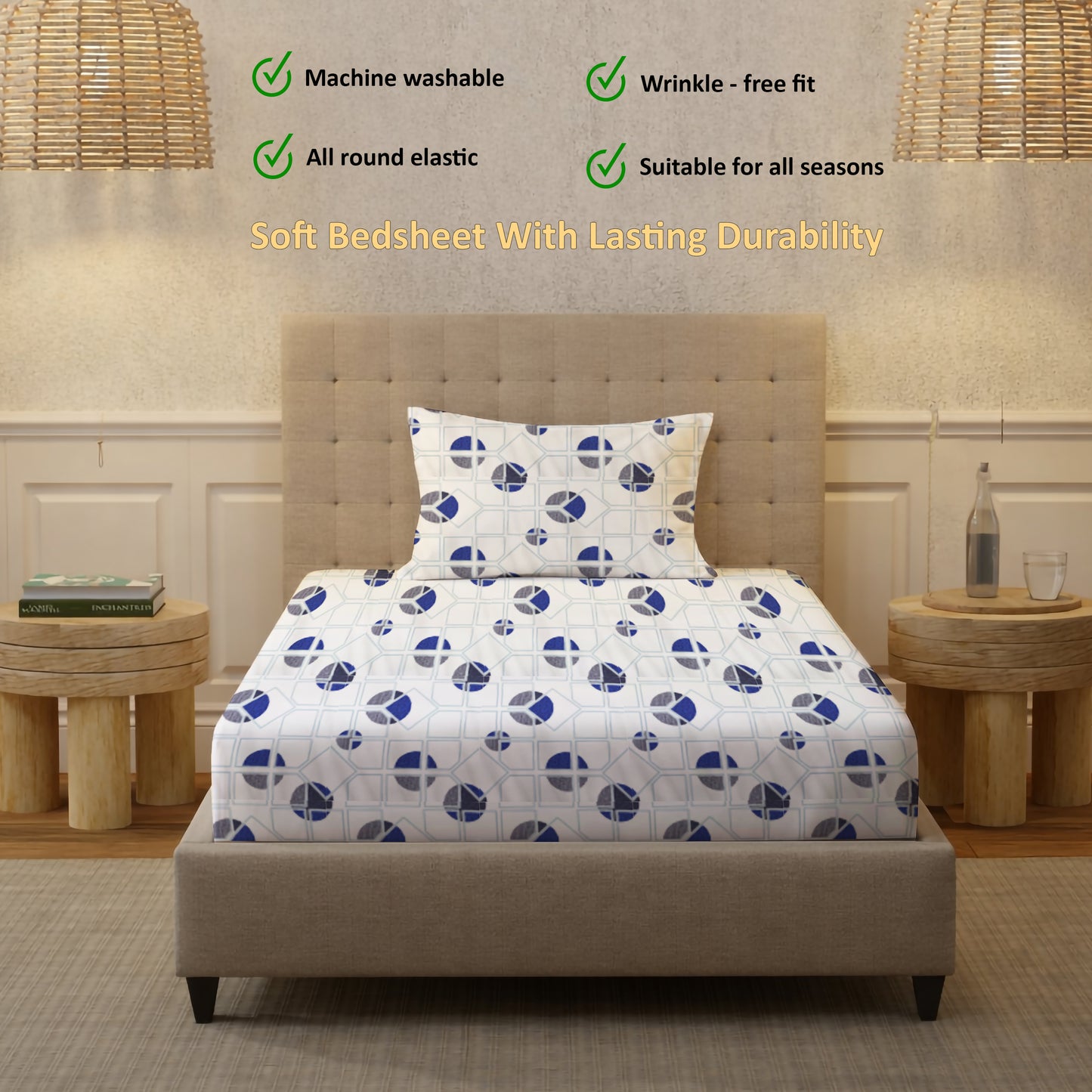 New York Collection Cotton Fitted Bedsheet- Grey