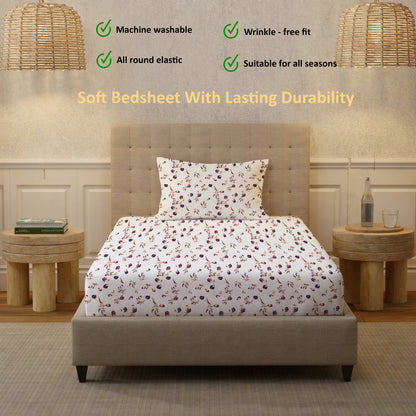 London Collection Cotton Fitted Bedsheet- Rosewood