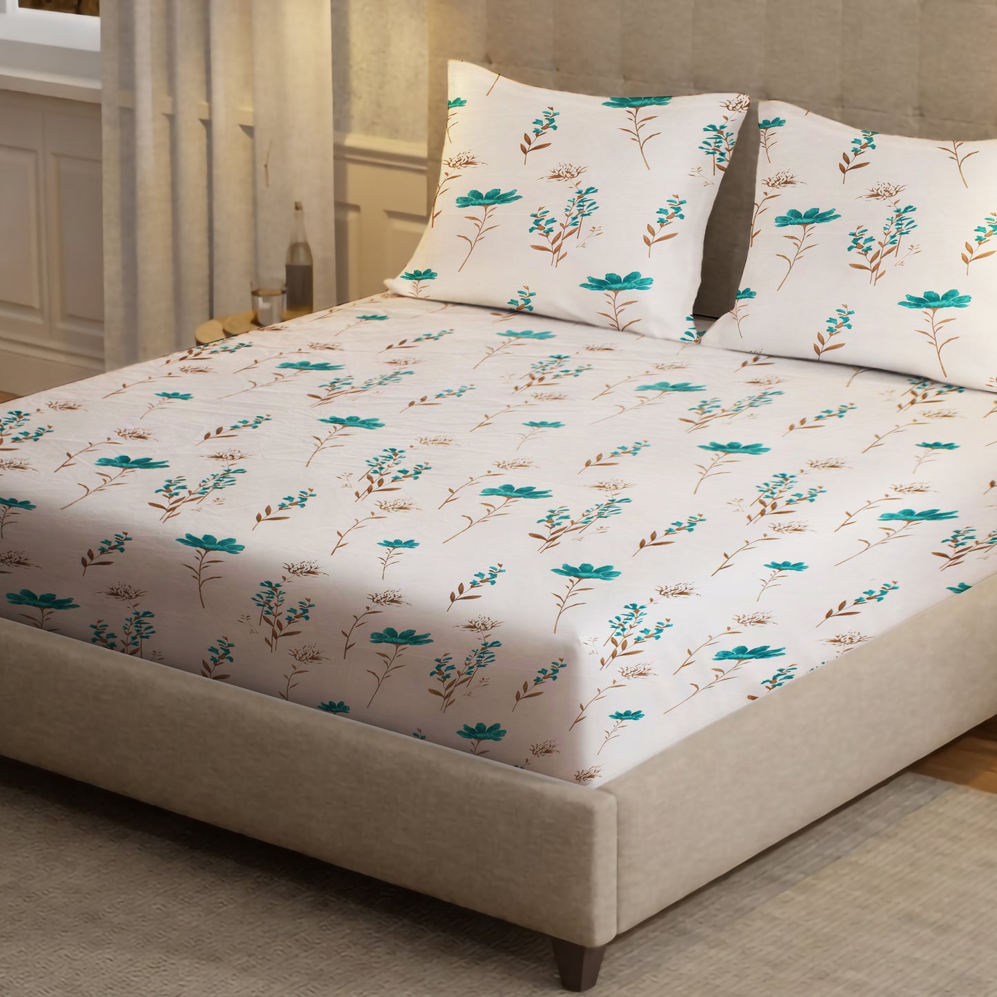 London Collection Cotton Flat Bedsheet- Blue