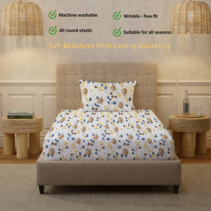 London Collection Cotton Fitted Bedsheet- Mustard