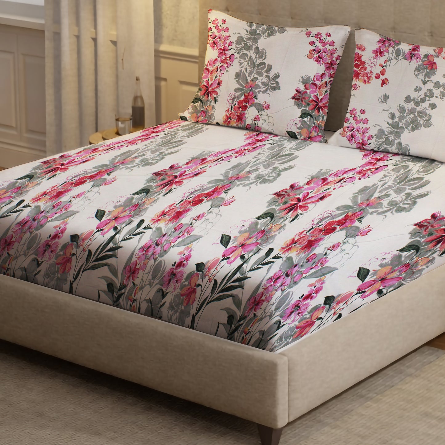 New York Collection Cotton Fitted Bedsheet- Light Pink