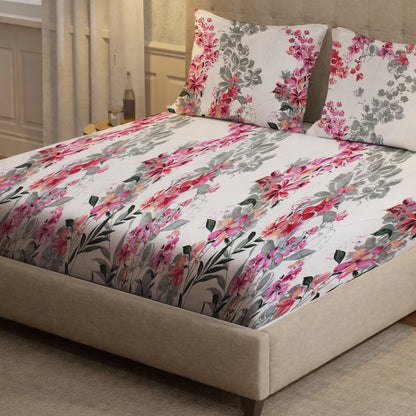 New York Collection Cotton Fitted Bedsheet- Light Pink