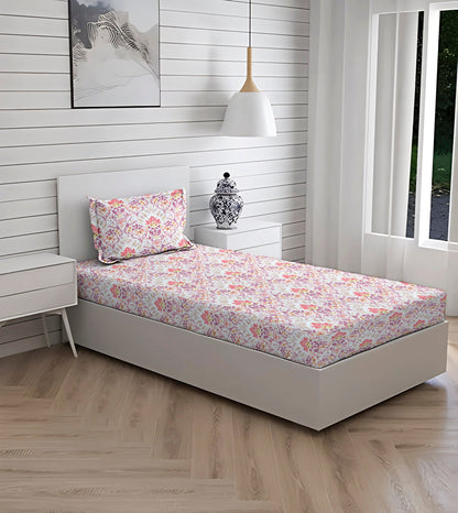 New York Collection 180 TC  Fitted Bedsheet- Pink