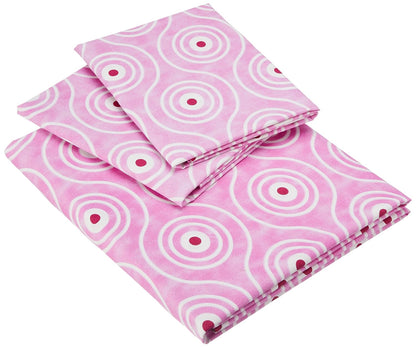 King Size Fitted Bedsheet 425 (140 TC) with 2 Pillow Covers (198 cm X 182 cm x 18 cm)