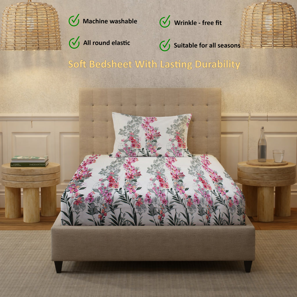 New York Collection Cotton Fitted Bedsheet- Light Pink