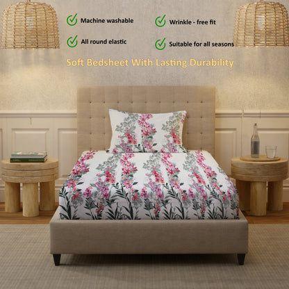 New York Collection Cotton Fitted Bedsheet- Light Pink