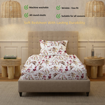 New York Collection Cotton Fitted Bedsheet- Maroon