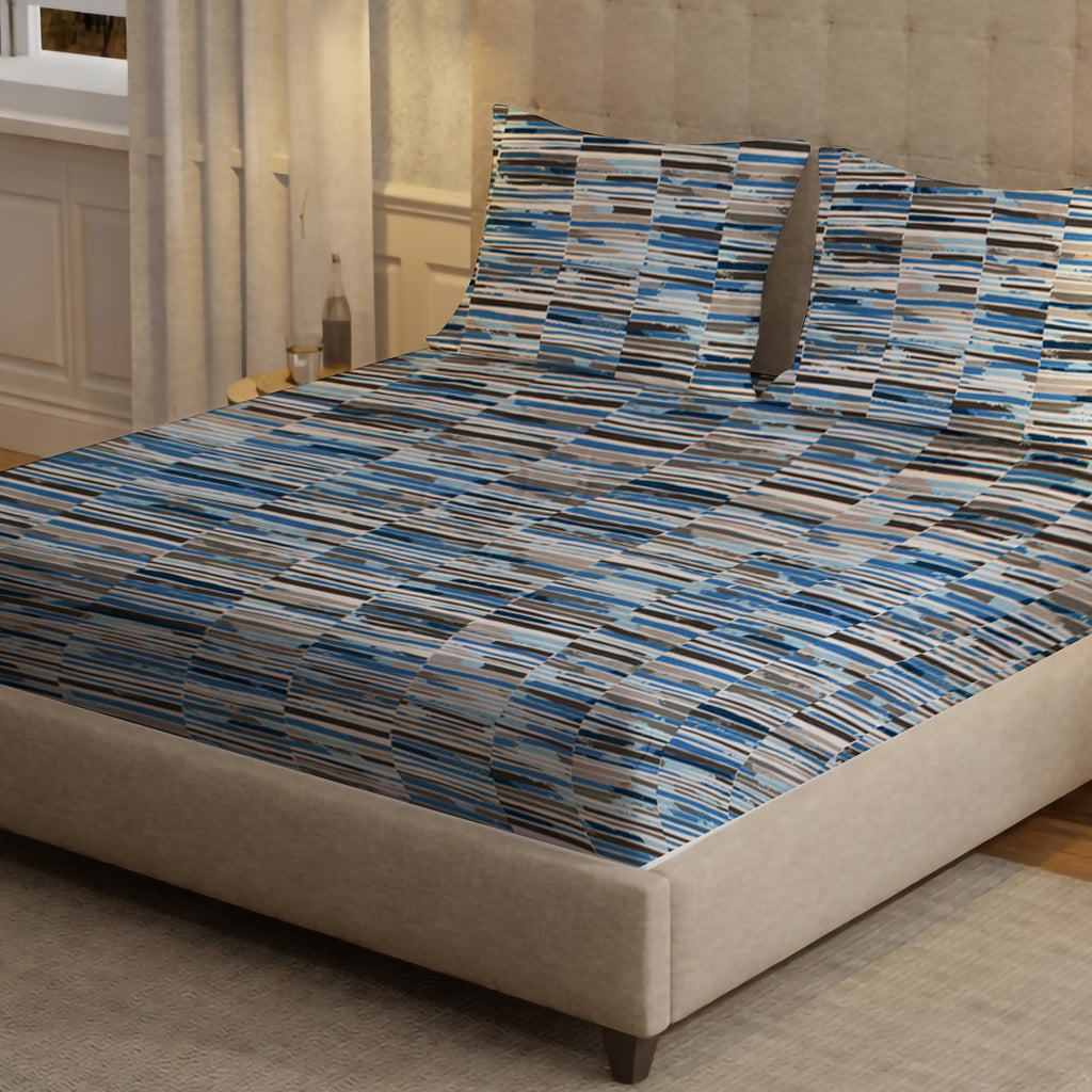 London Collection Cotton Flat Bedsheet- Blue