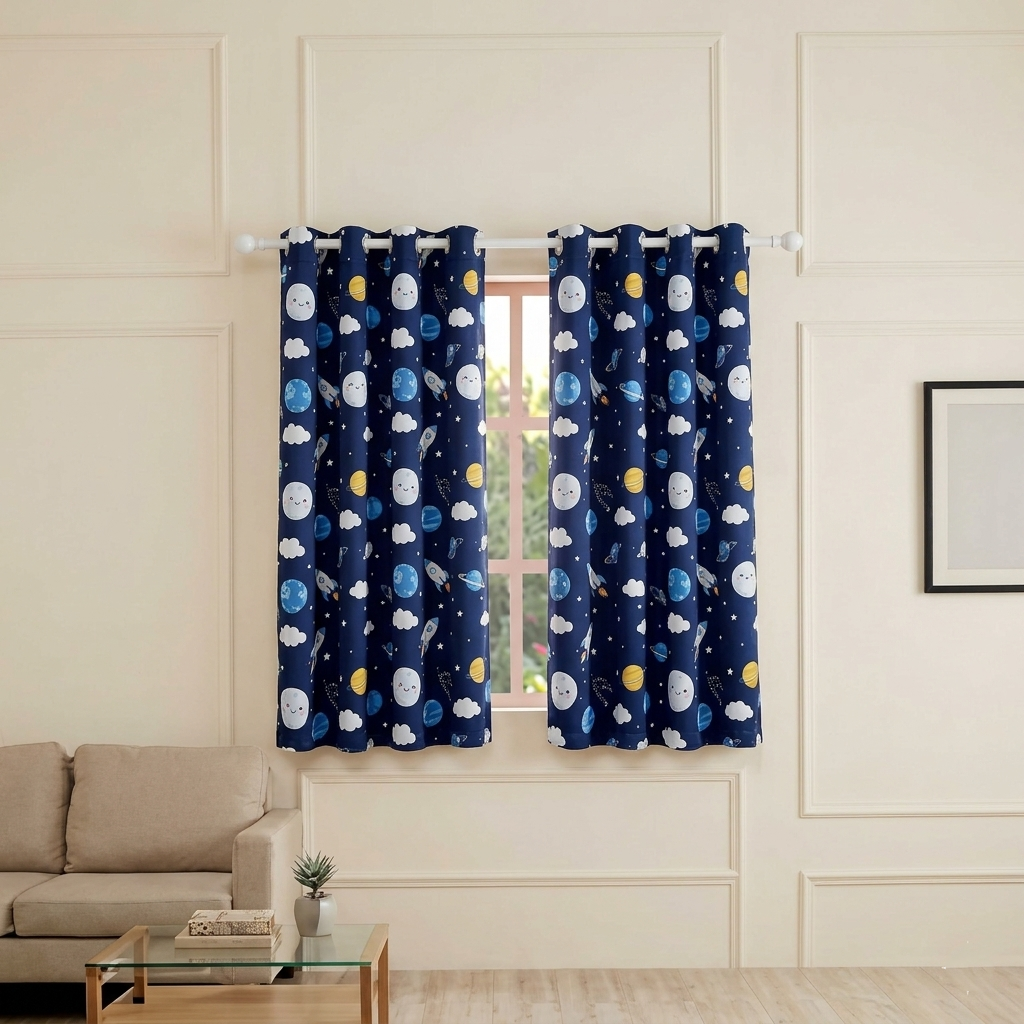 Tokyo Collection Digitalprint-Kids Curtain For Window/Door/Long Door - Design-Galaxy (Pack Of 1)