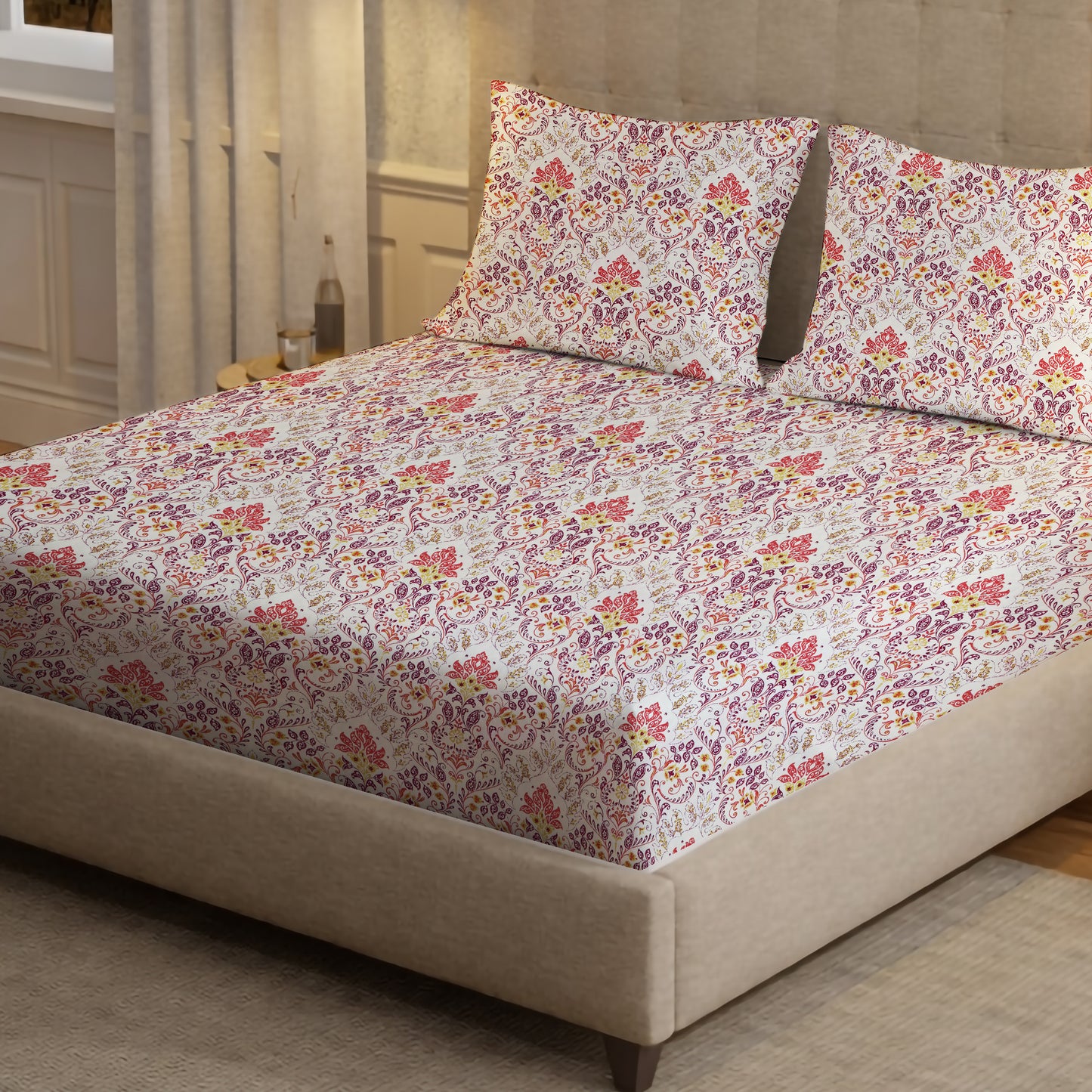 New York Collection Cotton Flat Bedsheet- Pink