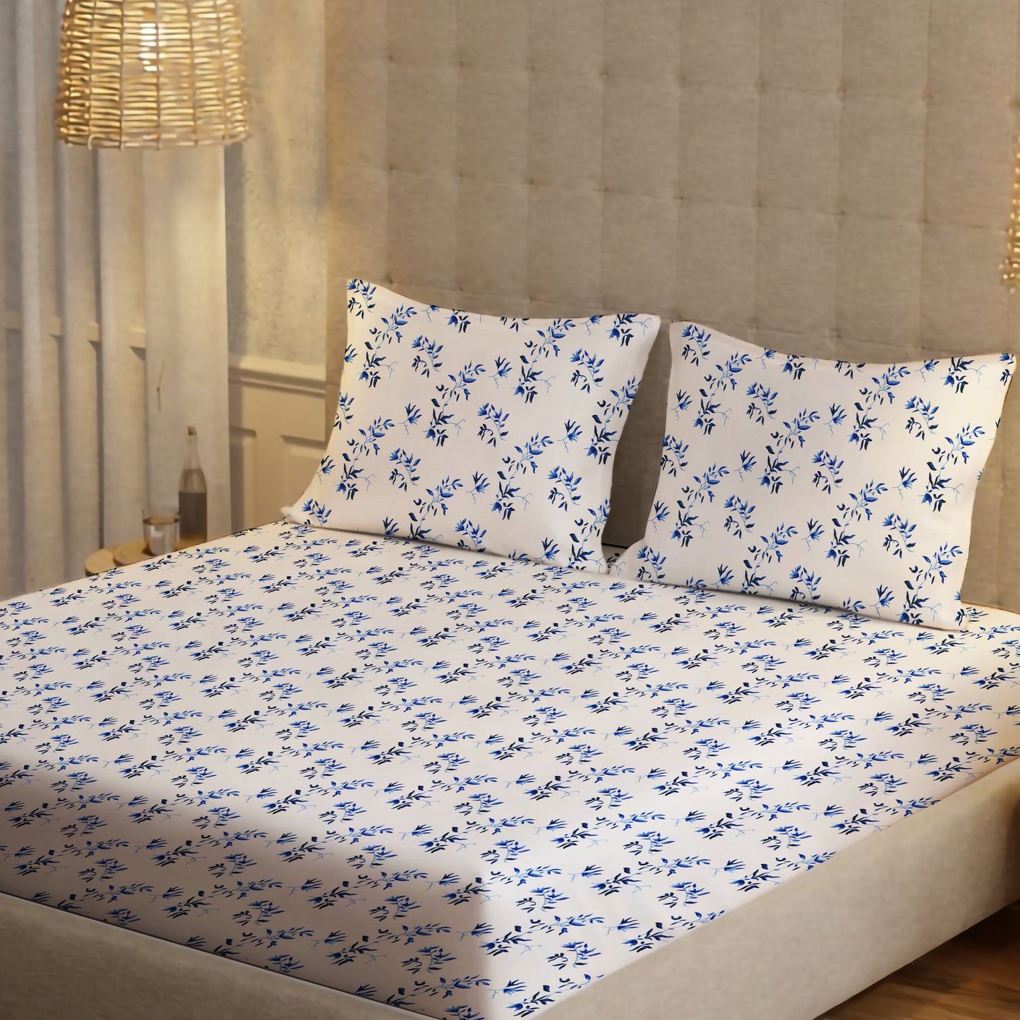 New York Collection Cotton Flat Bedsheet- Blue