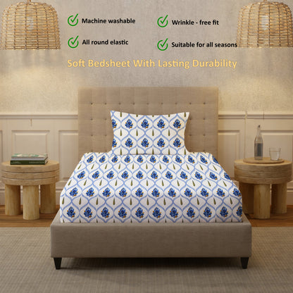 London Collection Cotton Fitted Bedsheet- Dark Blue