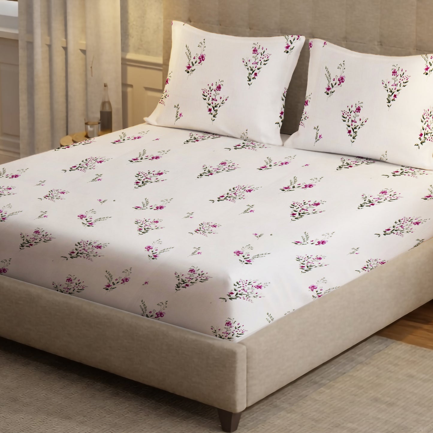 London Collection Cotton Flat Bedsheet- Pink