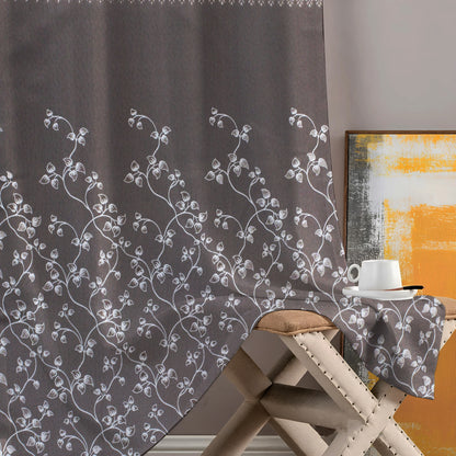 Berlin Collection Pannel Curtain Floral Print For Window/Door/Long Door - Coffee (Pack Of 1)