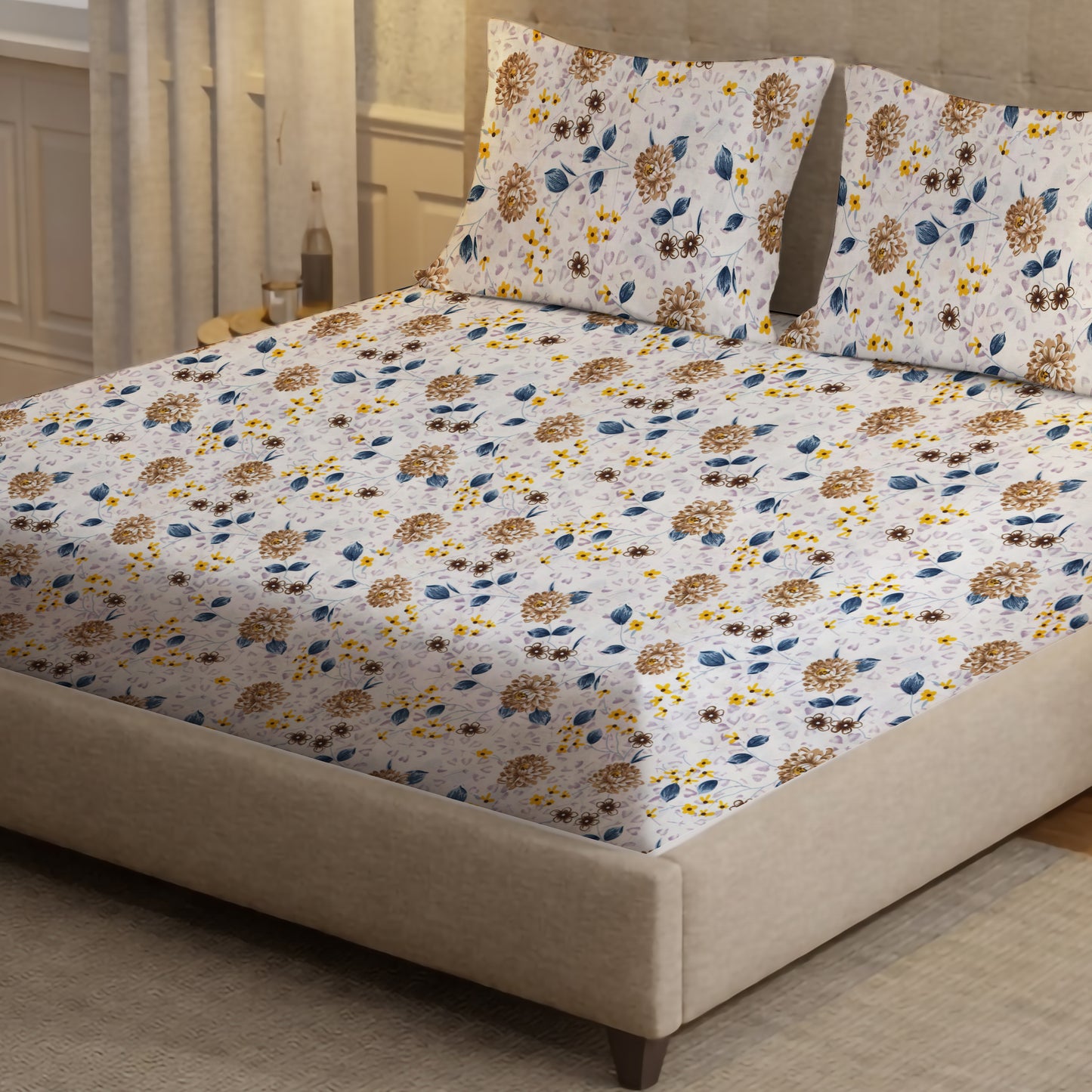 London Collection Cotton Flat Bedsheet- Mustard