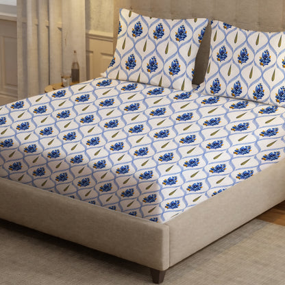 London Collection Cotton Flat Bedsheet- Dark Blue