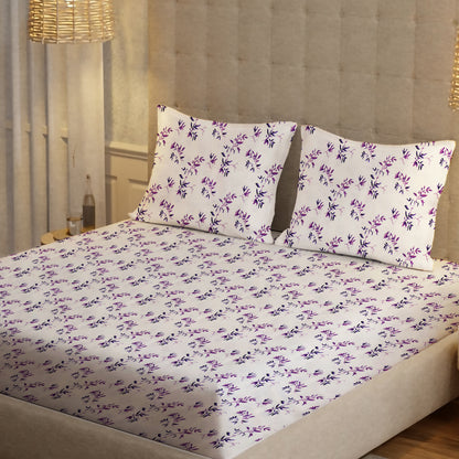 New York Collection Cotton Flat Bedsheet- Purple
