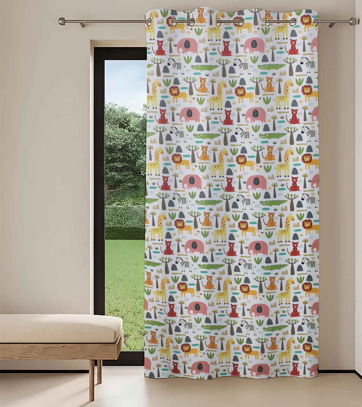 Tokyo Collection Digitalprint-Kids Curtain For Window/Door/Long Door - Design-Elephant (Pack Of 1)