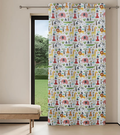 Tokyo Collection Digitalprint-Kids Curtain For Window/Door/Long Door - Design-Elephant (Pack Of 1)