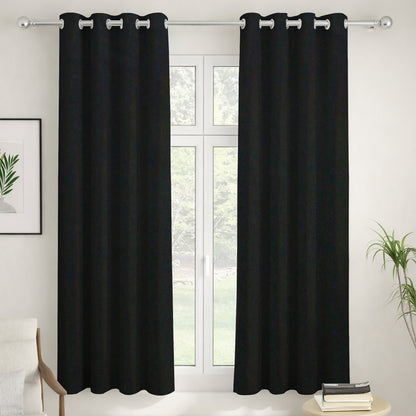 Paris Collection Blackout Curtain Window/Door/Long Door - Black (Pack of 1)