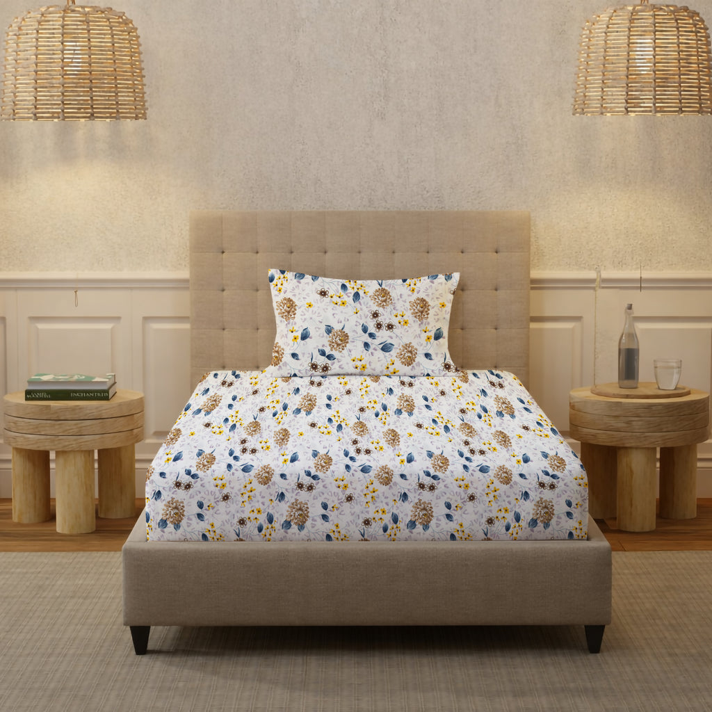 London Collection Cotton Flat Bedsheet- Mustard
