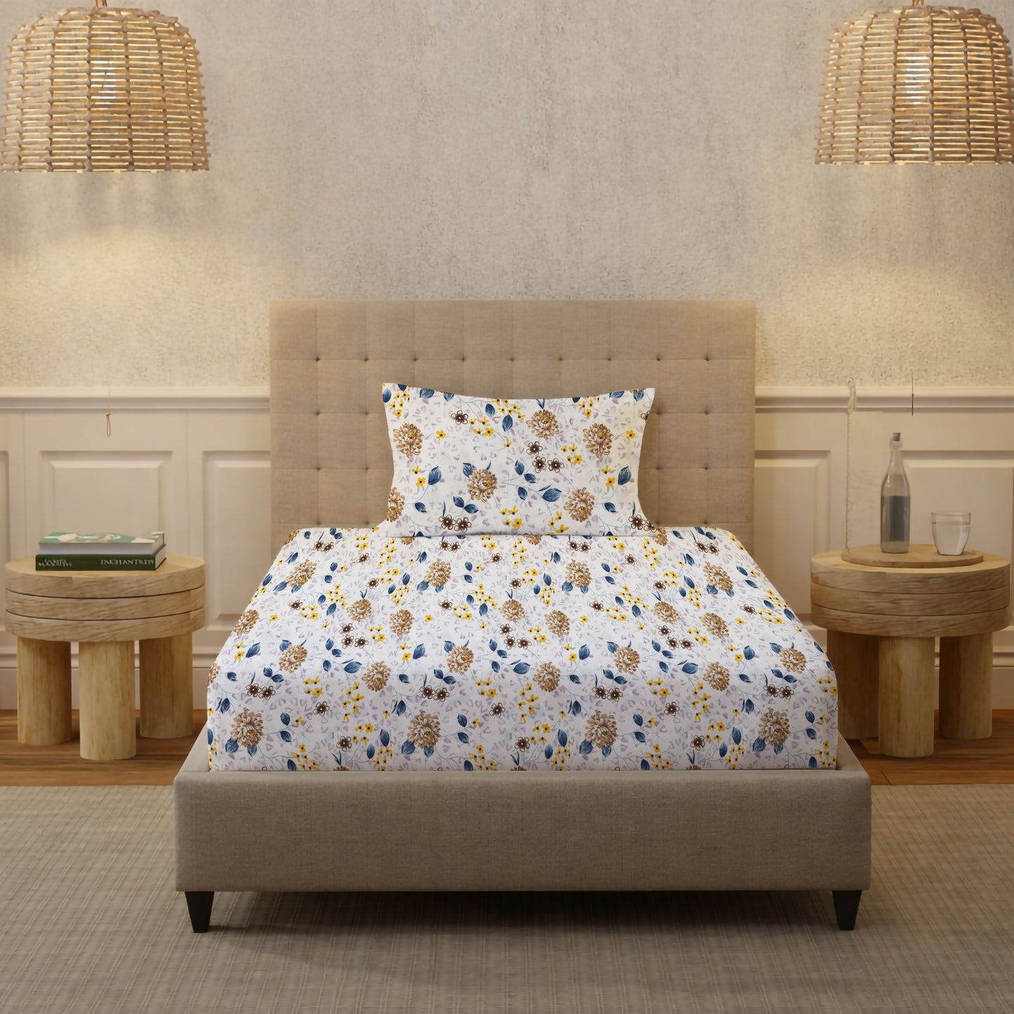 London Collection Cotton Flat Bedsheet- Mustard