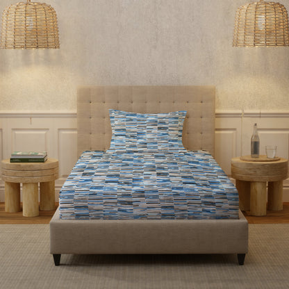 London Collection Cotton Flat Bedsheet- Blue