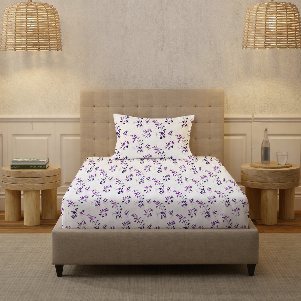 New York Collection Cotton Flat Bedsheet- Purple