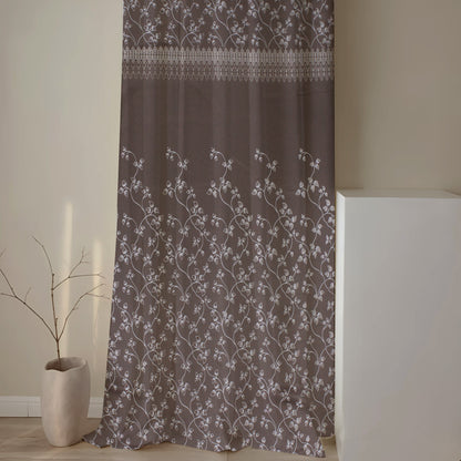 Berlin Collection Pannel Curtain Floral Print For Window/Door/Long Door - Coffee (Pack Of 1)