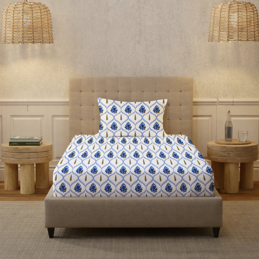 London Collection Cotton Flat Bedsheet- Dark Blue