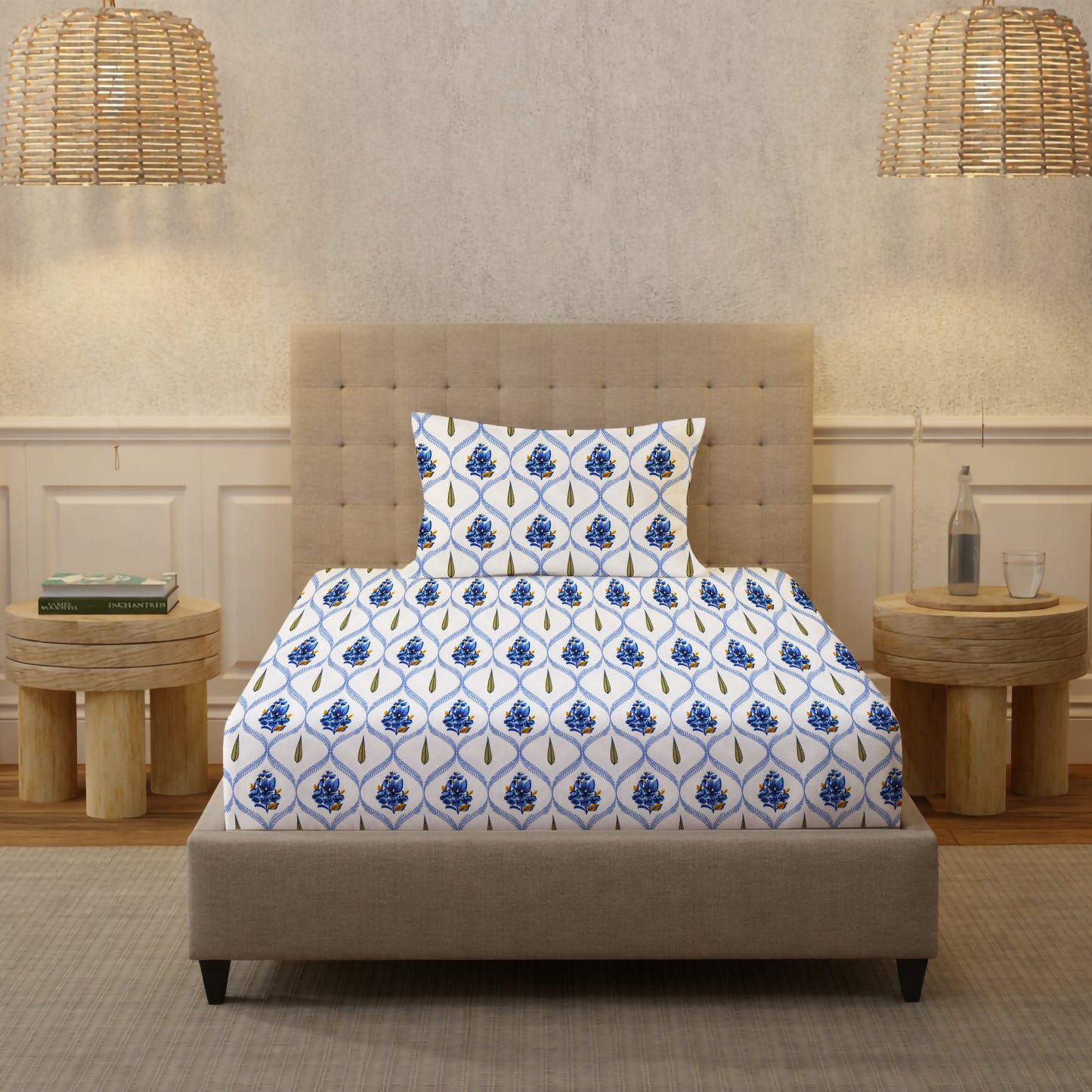 London Collection Cotton Flat Bedsheet- Dark Blue