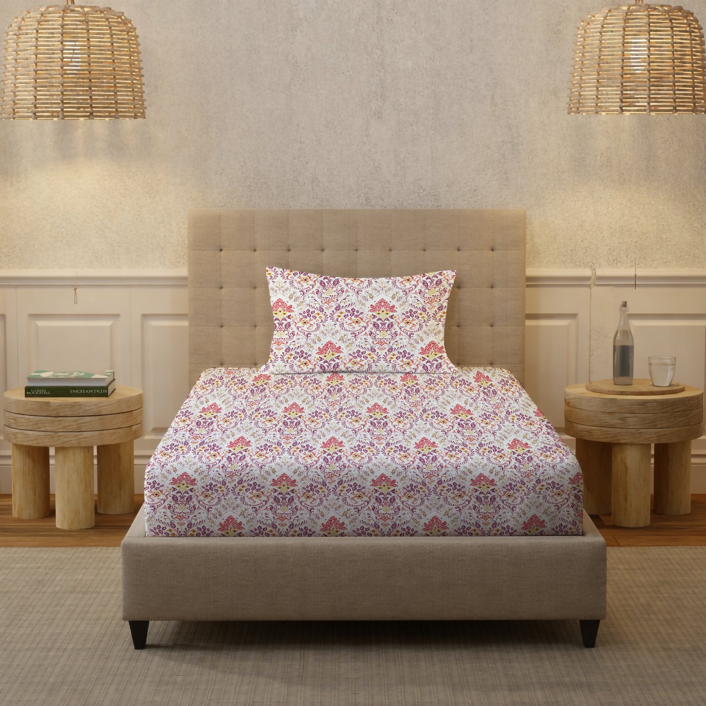 New York Collection Cotton Flat Bedsheet- Pink