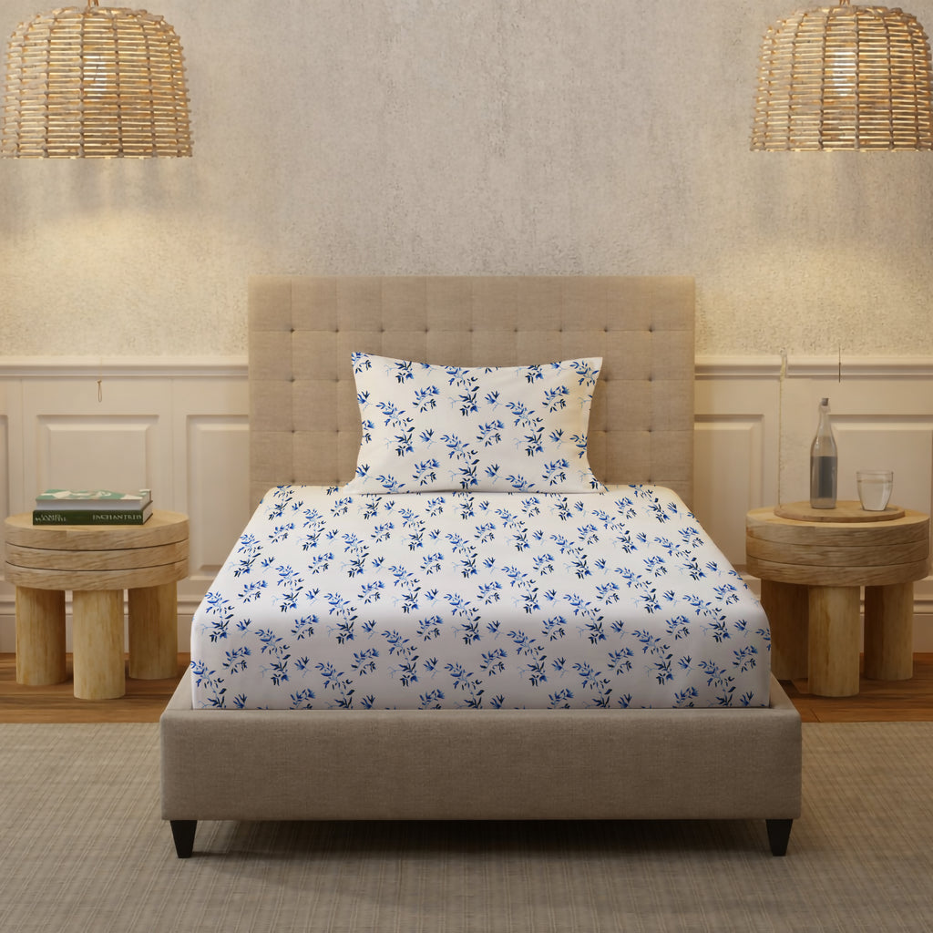 New York Collection Cotton Flat Bedsheet- Blue