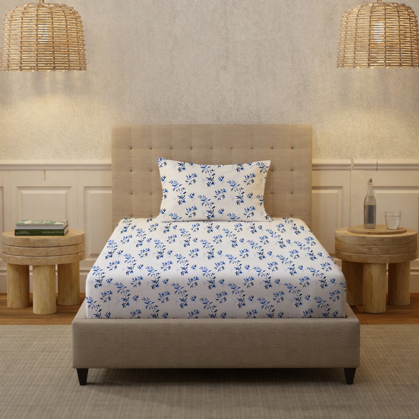 New York Collection Cotton Flat Bedsheet- Blue
