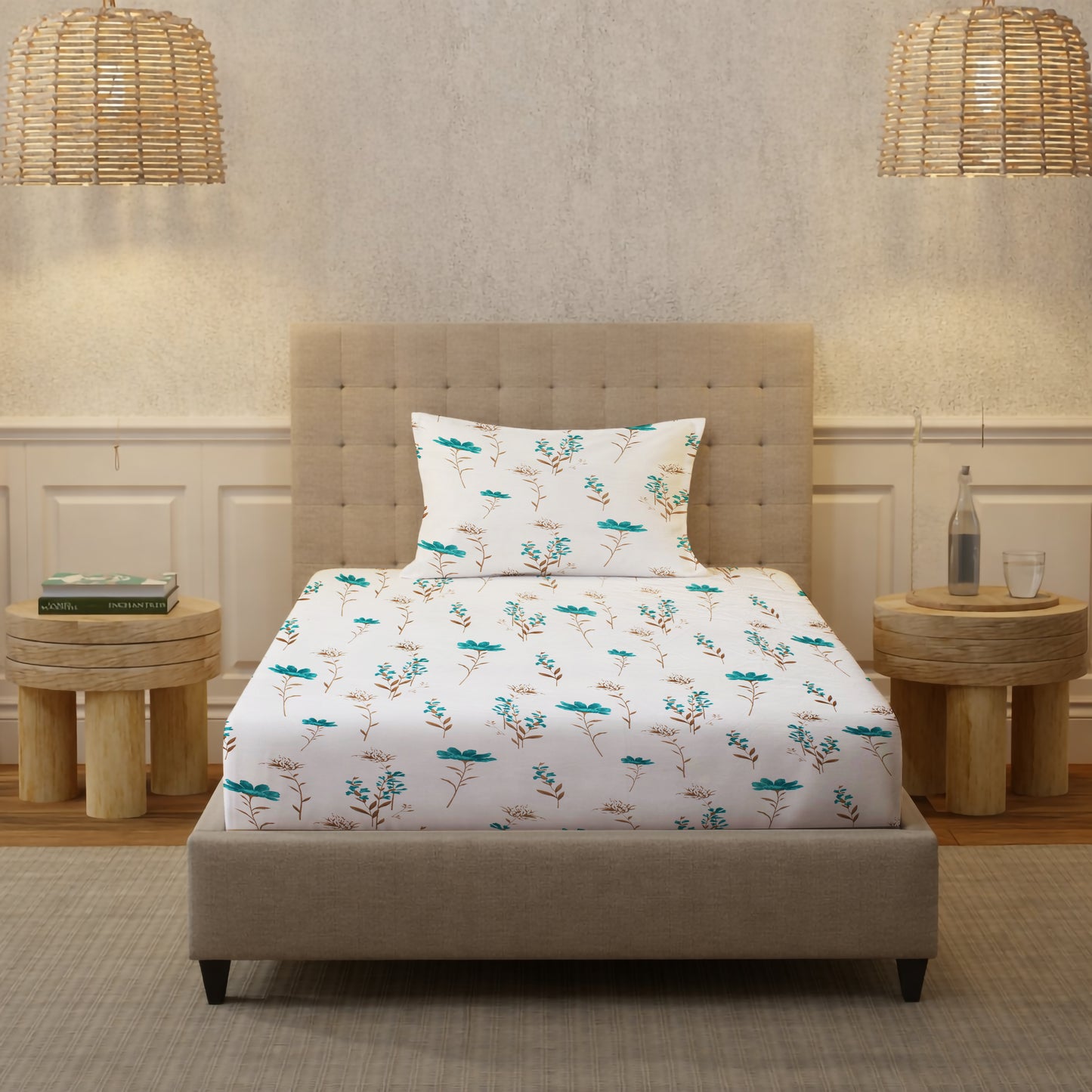 London Collection Cotton Flat Bedsheet- Blue