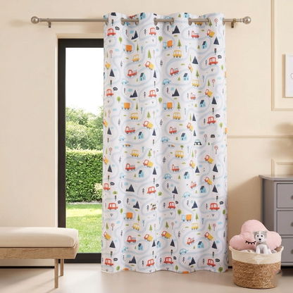 Tokyo Collection Digitalprint-Kids Curtain For Window/Door/Long Door - Design-Car (Pack Of 1)