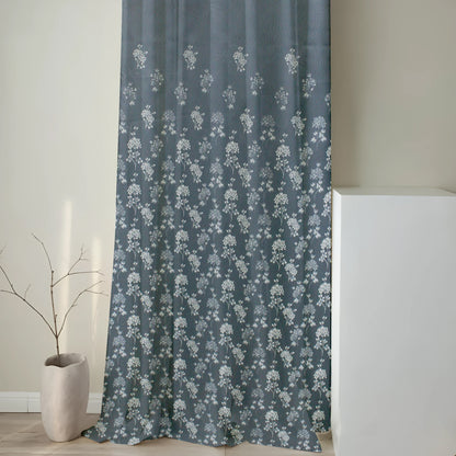 Berlin Collection Pannel Curtain Floral Print For Window/Door/Long Door - GBlue (Pack Of 1)