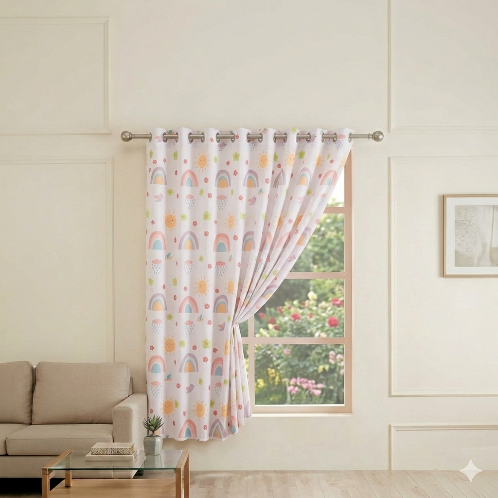 Tokyo Collection Digitalprint-Kids Curtain For Window/Door/Long Door - Design-Rainbow (Pack Of 1)