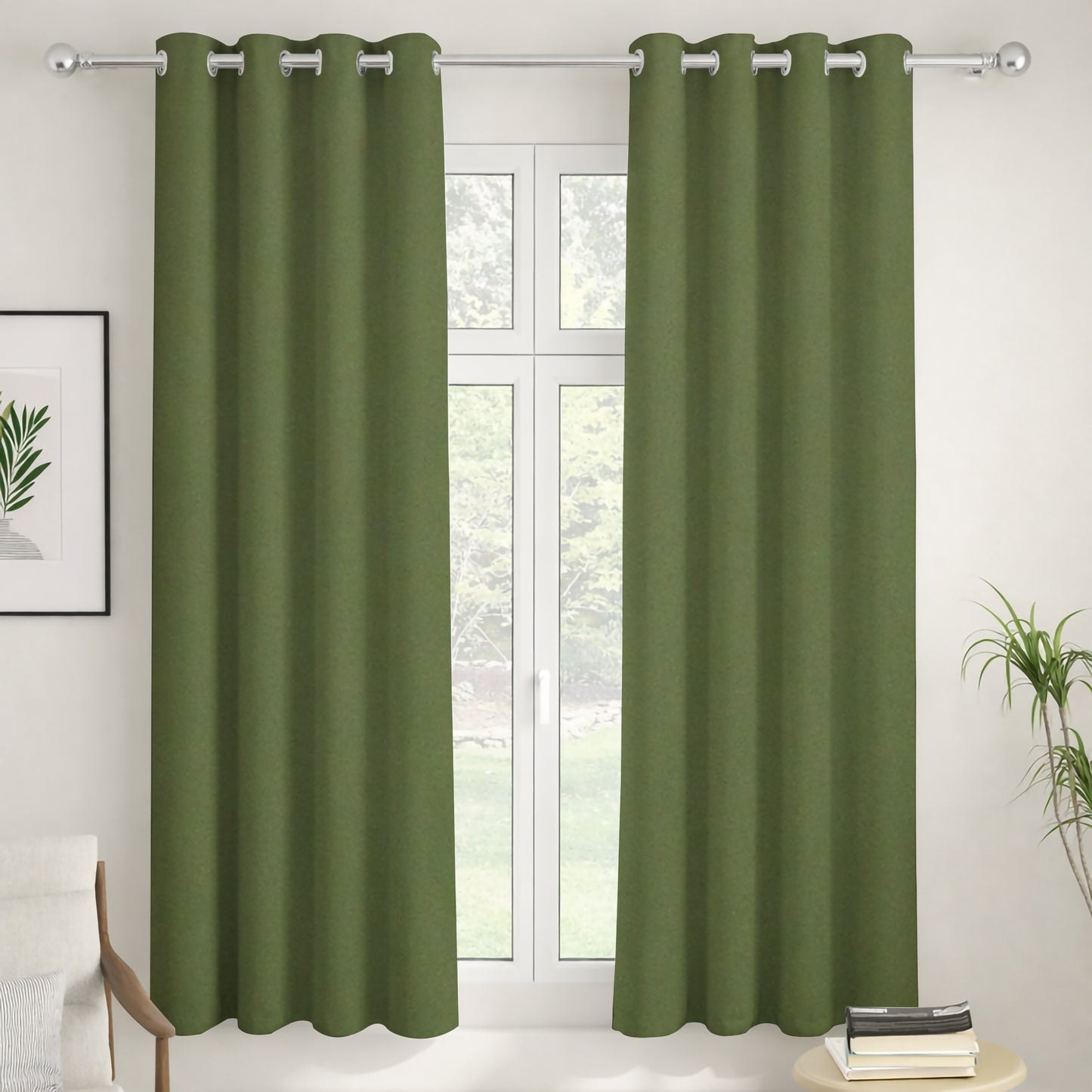 Paris Collection Blackout Curtain Window/Door/Long Door - Green (Pack of 1)