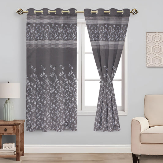 Berlin Collection Pannel Curtain Floral Print For Window/Door/Long Door - Coffee (Pack Of 1)