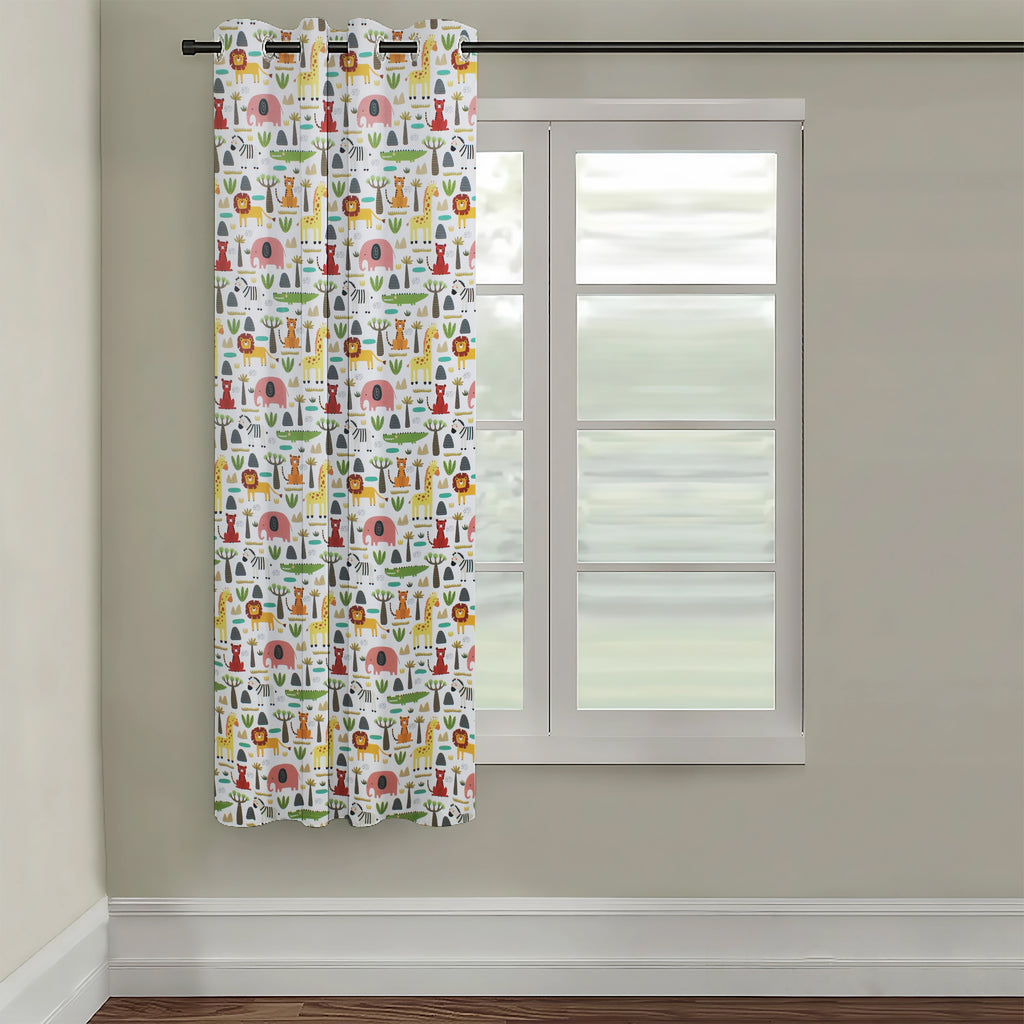 Tokyo Collection Digitalprint-Kids Curtain For Window/Door/Long Door - Design-Elephant (Pack Of 1)